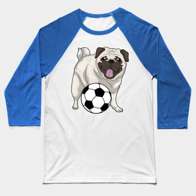 Pug Soccer player Soccer Baseball T-Shirt by Markus Schnabel